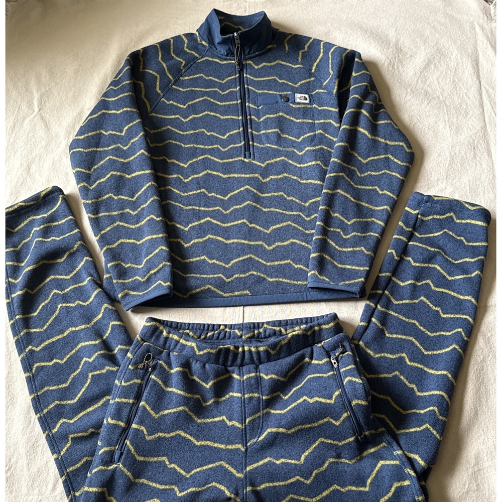 The North Face Gordon Lyons Track Suit Shady Blue w/Yellow Mens Sz Sm